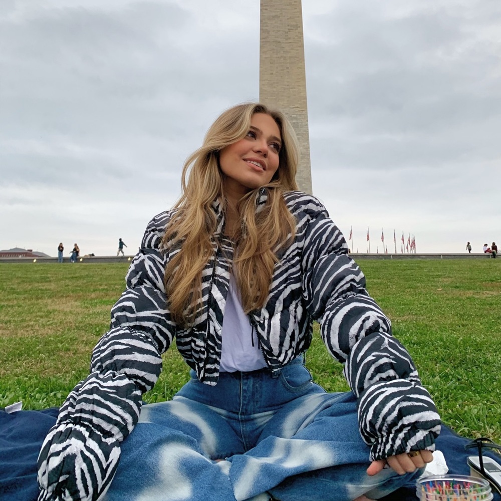 Bershka Zebra Puffed Crop Jacket